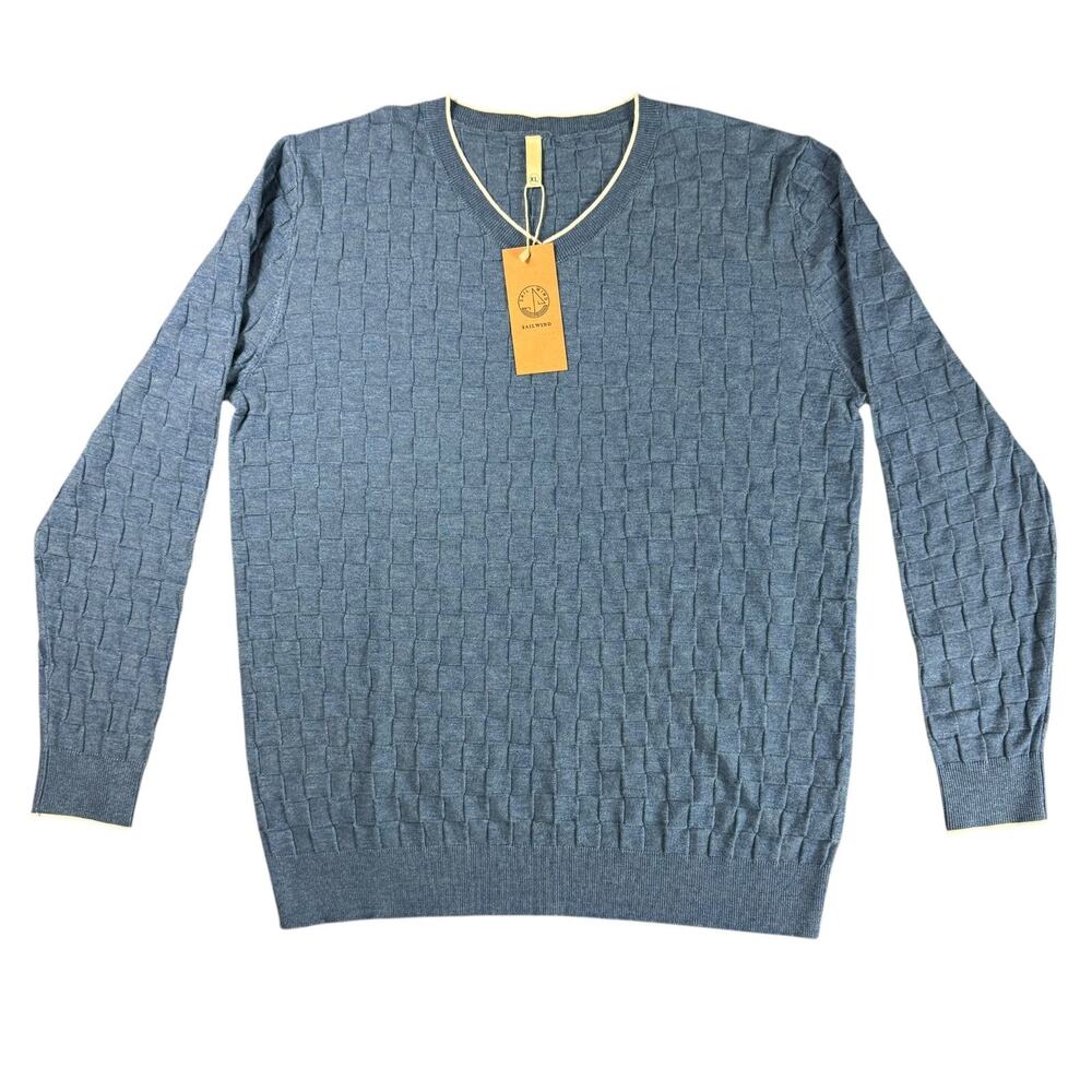 NWT Sailwind Blue Weave Knit Sweater XL Crew Neck Casual Pullover Long Sleeve